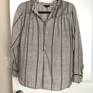 J. Crew Black and White Striped Blouse
